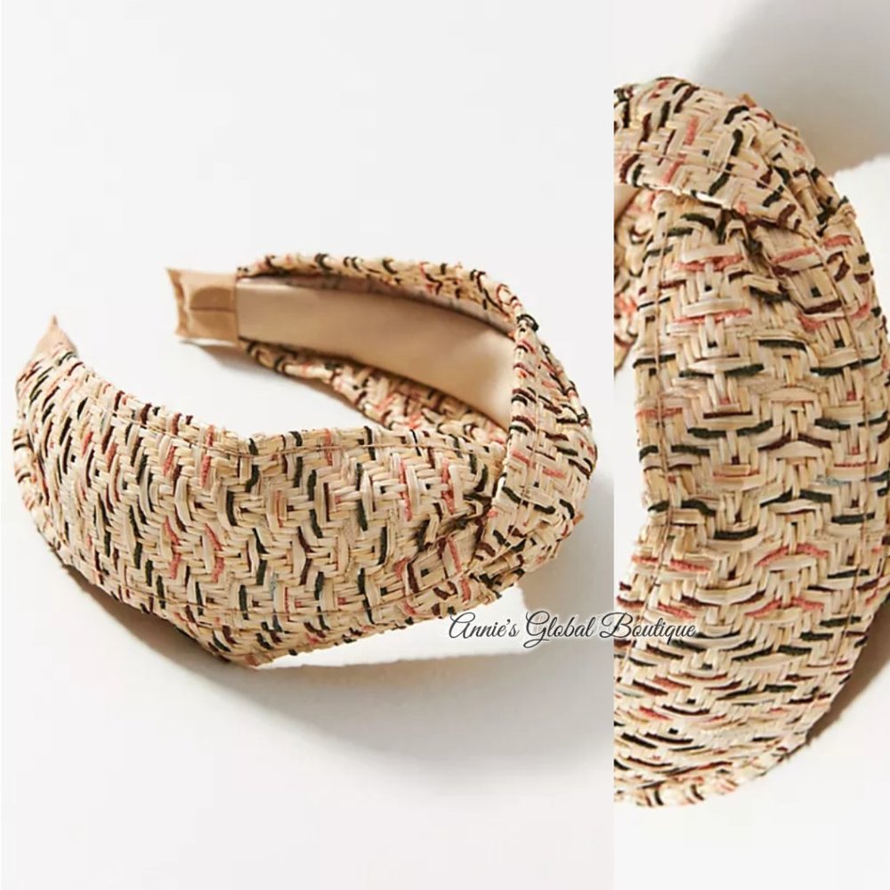 RARE NWT ANTHROPOLOGIE Zig-Zag Textured Woven Knotted Headband - Picture 2 of 16